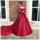 Elegant Lace Long Sleeve Burgundy Prom Dresses Ball Gown 2020