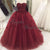 New 2020 Burgundy Strapless Lace Prom Dresses with Flowers Pageant Gown