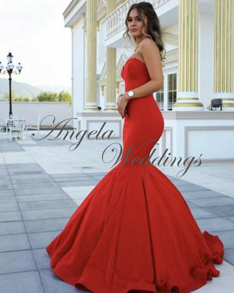 2018 mermaid prom dresses Pearl Pink V-neck Mermaid Off-the-shoulder Prom Dresses