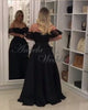 Off The Shoulder Black Elastic Satin Lace Prom Dresses 2018