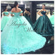 Beautiful Mint Tulle Ball Gown Quinceanera Dresses with Flowers Real