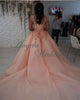 2018 Pink Lace Tulle Ball Gown Wedding Dresses with Cap Sleeve