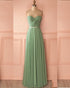 Emerald Green Chiffon Bridesmaid Dresses Pleated Sweetheart Guest Dress Floor Length