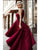 Sexy High Low Burgundy Prom Dresses with Halter Unique Elastic Satin Party Gowns