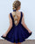 Sexy Navy Blue Cocktail Dresses Fashion Ball Gowns Backless Short Party Gowns 2018