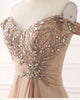 Real Photos Long Prom Dresses with Cap Sleeves Beadings Chiffon Ruffles Party Gowns