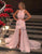 Beautiful Pink Chiffon Prom Dresses Pleated Hi-Lo Party Gowns with Pearls