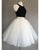 Simple Two Piece Prom Dresses Tea Length Vintage Tulle Party Dress Cocktail Real