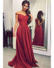 Dark Red Prom Dresses Off The Shoulder Satin Long Pageant Gowns 2018 Stylish