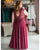 Plus Size Mother of The Bride Dresses with Deep V Neck Burgundy Formal Party Gowns