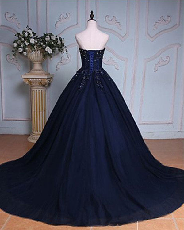 Gorgeous Navy Blue Ball Gown Evening Dresses with Lace Appliques Real angelaweddings Gorgeous Navy Blue Ball Gown Evening Dresses with Lace Appliques Real angelaweddings
