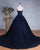 Gorgeous Navy Blue Ball Gown Evening Dresses with Lace Appliques Real Formal Dress 2018