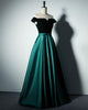 Simple Off The Shoulder Satin Velvet Long Prom Dresses A-line Floor Length Pageant Party Gowns