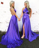 Simple Purple Prom Dresses 2018 Spaghetti Straps New Split Side Long Party Gowns For Prom