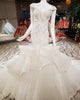 Sexy Ivory Mermaid Wedding Dresses 2018 Organza Ruffles Cap Sleeves Bridal Gowns Real