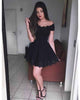 Sexy 2018 Black Short Homecoming Dresses Off The Shoulder Satin Lace Prom Party Gowns Fashion
