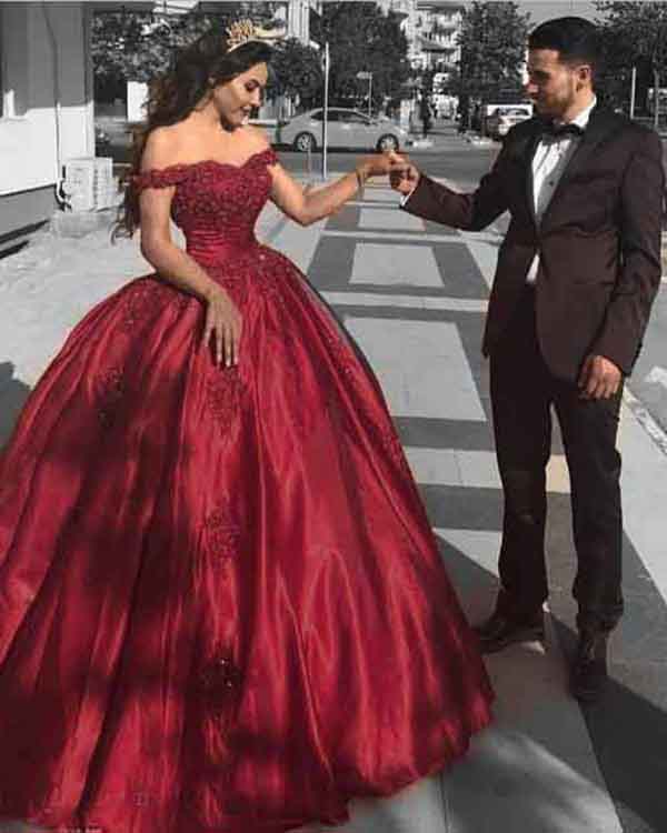2018 Quinceanera Dresses Burgundy Lace Satin Ball Gown Quince Off The Shoulder Sweet 16 Dress 2018 Quinceanera Dresses Burgundy Lace Satin Ball Gown Quince Off The Shoulder Sweet 16 Dress