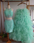 Delicate Mint Quinceanera Dresses Organza Ruffles Puffy Ball Gown 3 Piece Quince Sweet 16 Dress
