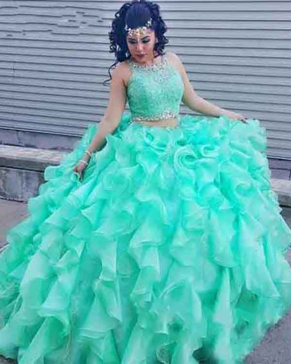 Delicate Mint Quinceanera Dresses Organza Ruffles Puffy Ball Gown 3 Piece Quince Sweet 16 Dress Delicate Mint Quinceanera Dresses Organza Ruffles Puffy Ball Gown 3 Piece Quince Sweet 16 Dress