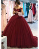 Delicate Burgundy Quinceanera Dresses Cap Sleeve Lace Appliques Tulle Puffy Ball Gown 2018 Sweet 16 Dress
