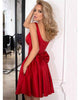 Sexy Dark Red Satin Short Homecoming Dresses Bow Square Neck Graduation Party Gowns 2018 Fashion