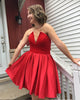 Sexy Strapless Short Homecoming Dresses Fashion Red Satin Mini Length Prom Party Gowns Cocktail Dress