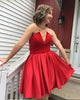 Sexy Strapless Short Homecoming Dresses Fashion Red Satin Mini Length Prom Party Gowns Cocktail Dress