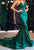 Sexy Strapless Mermaid Evening Gowns Pleats Ruffles Green Formal Evening Dresses 2018