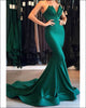 Sexy Strapless Mermaid Evening Gowns Pleats Ruffles Green Formal Evening Dresses 2018