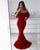Sexy Off The Shoulder Flounced Prom Dresses Mermaid Sexy Red Prom Party Gowns 2018
