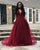 Sexy 2018 Burgundy Quinceanera Dresses with Plunge V-Neck Beaded Organza Ruffles Ball Gown Elegant Sweet 16 Dress