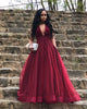 Sexy 2018 Burgundy Quinceanera Dresses with Plunge V-Neck Beaded Organza Ruffles Ball Gown Elegant Sweet 16 Dress