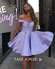 Simple Light Purple Satin Homecoming Dresses Off The Shoulder 2018 Sexy Short Party Gowns