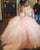 Fashion Elegant Pink Tulle Ruffles Puffy Ball Gowns Quinceanera Dresses Lace Long Sleeves