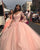 Princess Ball Gown Quinceanera Dresses Lace Appliques Pink Vintage Long Sleeves Tulle Sweet 15 Dress