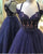 Navy Blue Tulle  Prom Dresses with Lace Appliques 2019 Sexy Long Prom Gowns Pageant Dress