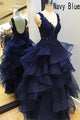 prom-dresses-navy-blue evening-dresses-long prom-dress-organza-skirt