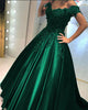 2018 Dark Green Satin Lace Quinceanera Dresses Appliques Off The Shoulder vestidos de quinceañera