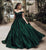 Off The Shoulder 2018 Dark Green Satin Quinceanera Dresses with Lace Appliques Sweet 16 Dress vestidos de quinceañera