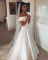Simple Off The Shoulder Satin Wedding Dresses 2019 Fashion Cap Sleeve Modest A-line Bridal Wedding Gowns