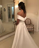 Simple Off The Shoulder Satin Wedding Dresses 2019 Fashion Cap Sleeve Modest A-line Bridal Wedding Gowns