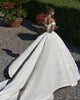 Gorgeous 2019 Fashion Wedding Dresses Off The Shoulder Modest Lace Satin Ball Gown Wedding Dress Ruffles