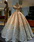 Glamorous Gradient Quinceanera Dresses Sequins Cap Sleeves Puffy Ruffles Ball Gown vestidos de quinceañera