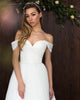 Simple White Tulle Wedding Dresses Off The Shoulder A-line Bridal Dress Floor Length