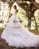 Elegant Satin Tulle Layer Skirts Celebration Wedding Dresses Ball Gowns Deep V-Neck Modest Bridal Gowns 2020