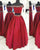 Red Two Piece Prom Dresses 2019 Fashion Off The Shoulder Long Prom Party Gowns Beaded