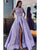 Sexy See Through Evening Dresses with Beadings Satin Evening Gowns Formal Dress Split Side