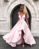 Sexy Hi-Lo Satin Prom Dresses with Spaghetti Straps Fashion Prom Gowns for Party Ankle Length