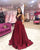 Delicate V-Neck Red Prom Dresses Satin Beaded Sequins 2019 Fashion Long Party Dress