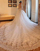 Luxury Cathedral Train Lace Wedding Dresses Ball Gowns 2019 V-Neck Bridal Gowns Half Sleeve